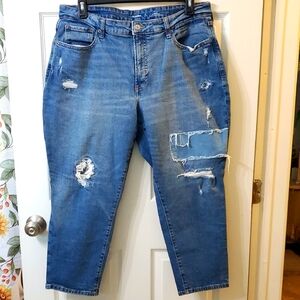 Old Navy Women's Distressed High Rise Curvy Straight Jeans